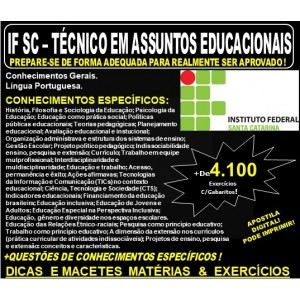 Apostila IF SC - TÉCNICO em ASSUNTOS EDUCACIONAIS - Teoria + 4.100 Exercícios - Concurso 2019