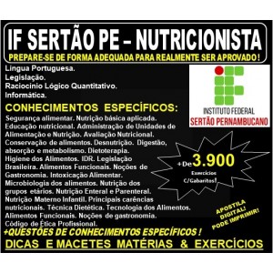 Apostila IF SERTÃO PE - NUTRICIONISTA - Teoria + 3.900 Exercícios - Concurso 2019