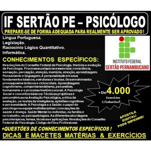 Apostila IF SERTÃO PE - PSICÓLOGO - Teoria + 4.000 Exercícios - Concurso 2019