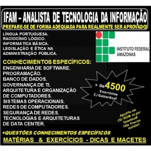 Apostila IFAM - ANALISTA de TECNOLOGIA da INFORMAÇÃO - Teoria + 4.500 Exercícios - Concurso 2019
