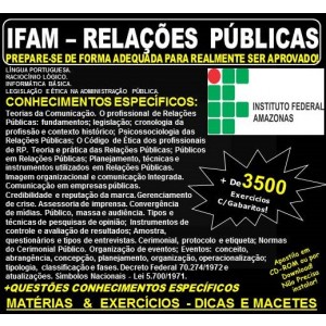 Apostila IFAM - RELAÇÕES PÚBLICAS - Teoria + 3.500 Exercícios - Concurso 2019