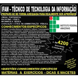Apostila IFAM - TÉCNICO de TECNOLOGIA da INFORMAÇÃO - Teoria + 4.200 Exercícios - Concurso 2019