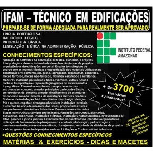Apostila IFAM - TÉCNICO em EDIFICAÇÕES - Teoria + 3.700 Exercícios - Concurso 2019