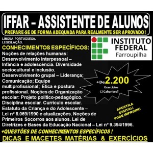 Apostila IFFAR - ASSISTENTE de ALUNO - Teoria + 2.200 Exercícios - Concurso 2019