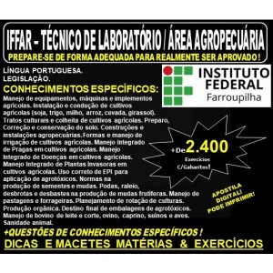 Apostila IFFAR - TÉCNICO de LABORATÓRIO / Área AGROPECUÁRIA - Teoria + 2.400 Exercícios - Concurso 2019