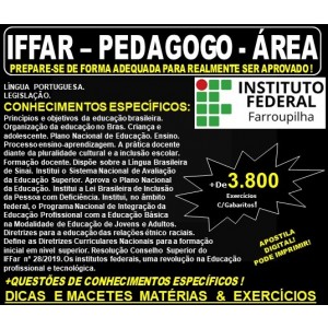 Apostila IFFAR - PEDAGOGO - ÁREA - Teoria + 3.800 Exercícios - Concurso 2019