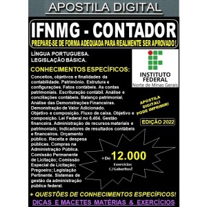 Apostila IFNMG - CONTADOR - Teoria + 12.000 Exercícios - Concurso 2022
