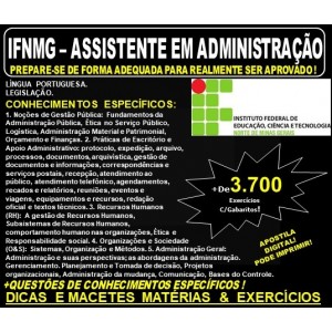 Apostila IFNMG - ASSISTENTE ADMINISTRAÇÃO - Teoria + 3.700 Exercícios - Concurso 2019