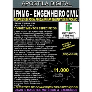 Apostila IFNMG - ENGENHEIRO CIVIL - Teoria + 11.000 Exercícios - Concurso 2022