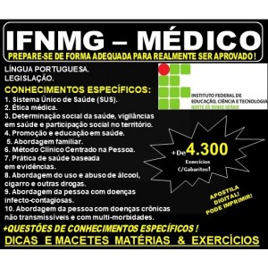 Apostila IFNMG - MÉDICO - Teoria + 4.300 Exercícios - Concurso 2019