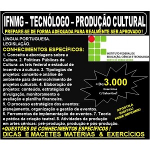 Apostila IFNMG - TECNÓLOGO - PRODUÇÃO CULTURAL - Teoria + 3.000 Exercícios - Concurso 2019