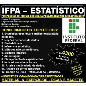 Apostila IFPA - ESTATÍSTICO - Teoria + 4.300 Exercícios - Concurso 2019