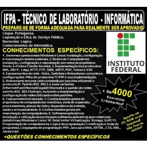 Apostila IFPA - TÉCNICO de LABORATÓRIO - INFORMÁTICA -  Teoria + 4.000 Exercícios - Concurso 2019