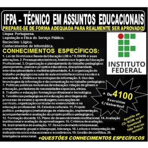 Apostila IFPA - TÉCNICO em ASSUNTOS EDUCACIONAIS - Teoria + 4.100 Exercícios - Concurso 2019