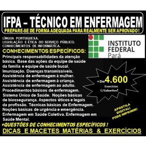 Apostila IFPA - TÉCNICO em ENFERMAGEM - Teoria + 4.600 Exercícios - Concurso 2019