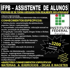 Apostila IFPB - ASSISTENTE de ALUNOS - Teoria + 3.200 Exercícios - Concurso 2019