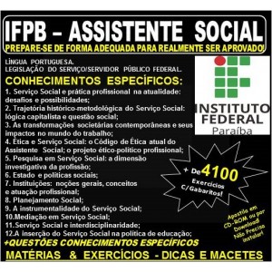 Apostila IFPB - ASSISTENTE SOCIAL - Teoria + 4.100 Exercícios - Concurso 2019
