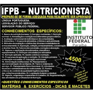Apostila IFPB - NUTRICIONISTA - Teoria + 4.500 Exercícios - Concurso 2019