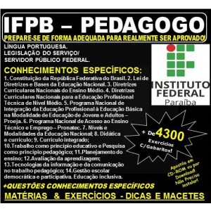 Apostila IFPB - PEDAGOGO - Teoria + 4.300 Exercícios - Concurso 2019
