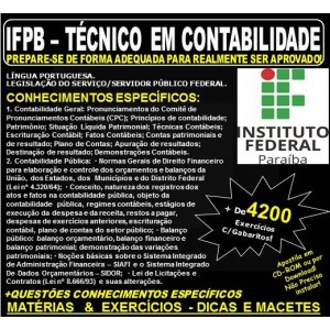 Apostila IFPB - TÉCNICO em CONTABILIDADE - Teoria + 4.200 Exercícios - Concurso 2019