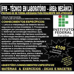 Apostila IFPB - TÉCNICO em LABORATÓRIO - Área: MECÂNICA - Teoria + 4.100 Exercícios - Concurso 2019