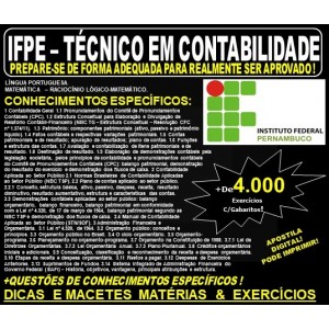 Apostila IFPE - TÉCNICO em CONTABILIDADE - Teoria + 4.000 Exercícios - Concurso 2019