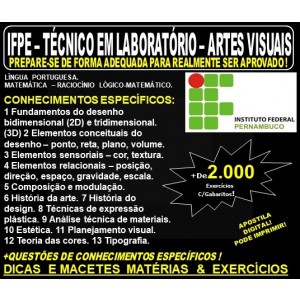 Apostila IFPE - TÉCNICO em LABORATÓRIO - Área: ARTES VISUAIS - Teoria + 2.000 Exercícios - Concurso 2019