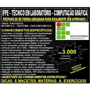 Apostila IFPE - TÉCNICO em LABORATÓRIO - Área: COMPUTAÇÃO GRÁFICA - Teoria + 3.000 Exercícios - Concurso 2019