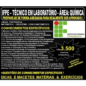 Apostila IFPE - TÉCNICO em LABORATÓRIO - Área: QUÍMICA - Teoria + 3.500 Exercícios - Concurso 2019