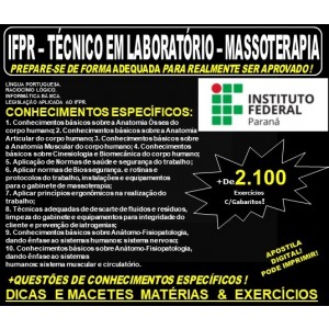 Apostila IFPR - Técnico em Laboratório - MASSOTERAPIA - Teoria + 2.100 Exercícios - Concurso 2019