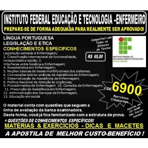 Apostila INSTITUTO FEDERAL EDUCAÇÃO e TECNOLOGIA - ENFERMEIRO - Teoria + 6.900 Exercícios - Concurso 2016