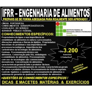 Apostila IFRR - ENGENHARIA de ALIMENTOS - Teoria + 3.200 Exercícios - Concurso 2019