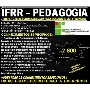 Apostila IFRR - PEDAGOGIA - Teoria + 2.800 Exercícios - Concurso 2019
