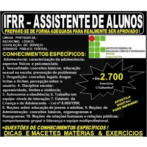 Apostila IFRR - ASSISTENTE de ALUNOS - Teoria + 2.700 Exercícios - Concurso 2019