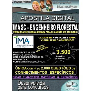 Apostila IMA SC - Cargo ENGENHEIRO FLORESTAL - Teoria + 3.500 exercícios - Concurso 2019