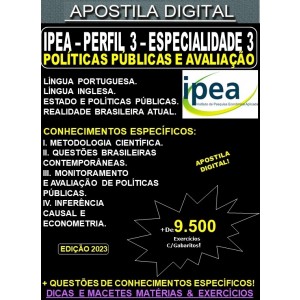 Apostila IPEA Perfil III - Especialidade 3 - POLÍTICAS PÚBLICAS e AVALIAÇÃO - Teoria + 9.500 Exercícios - Concurso 2023
