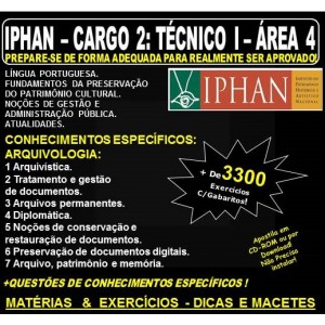 Apostila IPHAN - Cargo 2: TÉCNICO I - ÁREA 4 - ARQUIVOLOGIA - Teoria + 3.300 Exercícios - Concurso 2018