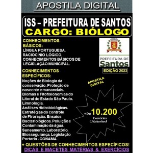 Apostila ISS Prefeitura de Santos  - BIÓLOGO -  Teoria +10.200 Exercícios - Concurso 2023