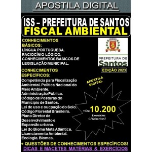 Apostila ISS Prefeitura de Santos - FISCAL AMBIENTAL - Teoria + 10.200 exercícios - Concurso 2023