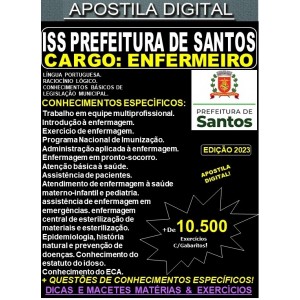 Apostila Prefeitura Municipal de Santos SP - ENFERMEIRO -Teoria + 10.500 exercícios - Concurso 2023