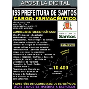 Apostila Prefeitura de Santos SP - FARMACÊUTICO - Teoria +10.400 exercícios - Concurso 2023