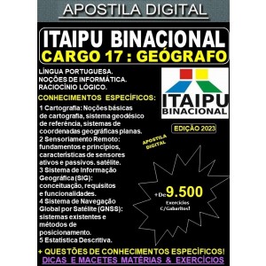Apostila ITAIPU - Cargo 17 - GEÓGRAFO - Teoria + 9.500 Exercícios - Concurso 2023