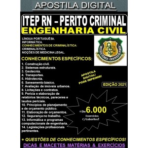 Apostila ITEP RN - Perito Criminal - ENGENHARIA CIVIL - Teoria + 6.000 Exercícios - Concurso 2021