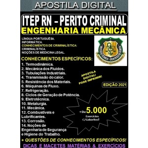 Apostila ITEP RN - Perito Criminal - ENGENHARIA MECÂNICA - Teoria + 5.000 Exercícios - Concurso 2021