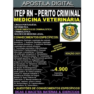 Apostila ITEP RN - Perito Criminal - MEDICINA VETERINÁRIA - Teoria + 4.900 Exercícios - Concurso 2021