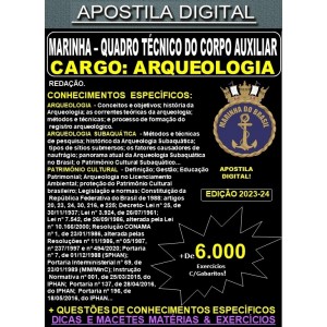 Apostila QUADRO TÉCNICO da MARINHA - ARQUEOLOGIA - Teoria + 6.000 Exercícios - Concurso 2023-24