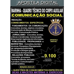 Apostila QUADRO TÉCNICO da MARINHA - COMUNICAÇÃO SOCIAL - Teoria + 9.100 Exercícios - Concurso 2024-25