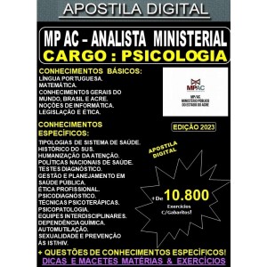 Apostila MP AC - Analista Ministerial - PSICOLOGIA - Teoria + 10.800 Exercícios - Concurso 2023