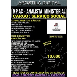 Apostila MP AC - Analista Ministerial - SERVIÇO SOCIAL - Teoria + 10.600 Exercícios - Concurso 2023