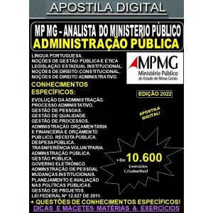 Apostila MP MG - ANALISTA do MINISTÉRIO PÚBLICO - ADMINISTRAÇÃO PÚBLICA - Teoria + 10.600 Exercícios - Concurso 2022